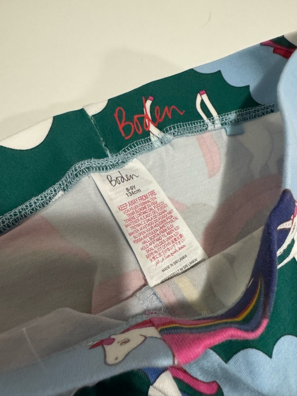 Mini Boden Unicorn Rainbow Leggings Girls 8-9Y Blue Fun Print Stretch Pants - Picture 3 of 3